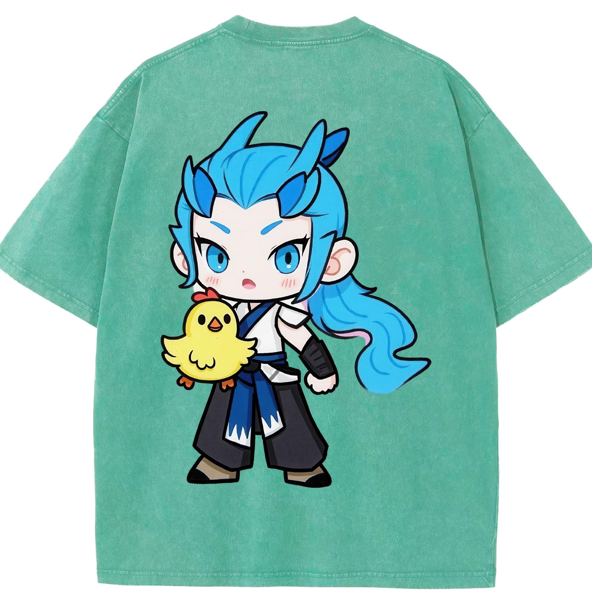 （画像用） Ne Zha 2 ナタ 魔童の大暴れ 綿100% ヴィンテージ風 半袖Tシャツ（背面プリント）